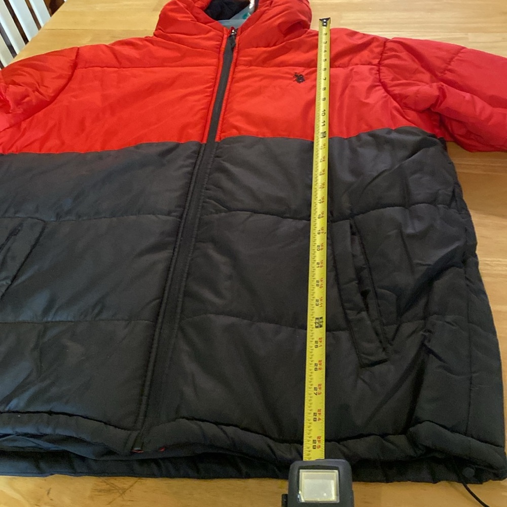 US POLO XL PUFFER HOODED ZIPPER JACKET, 24”W X 30”L DRAW STRING HEM. NEW W/ TAGS - Picture 8 of 9
